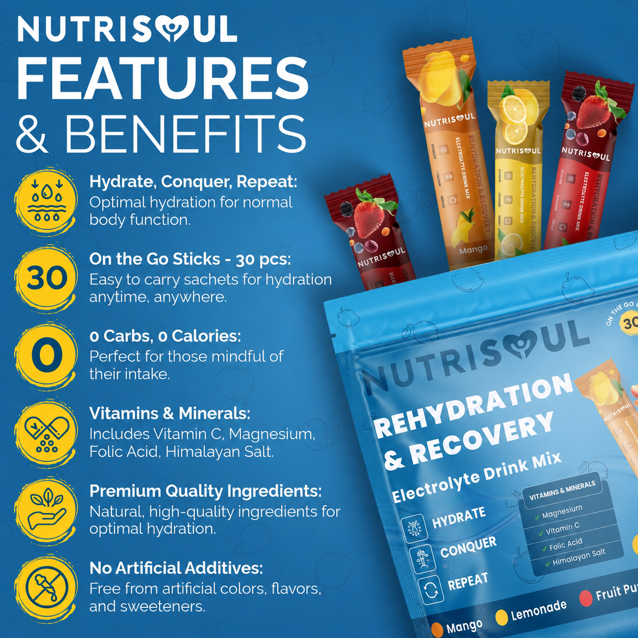 Rapid Rehydration Electrolytes Powder - 30 Sachets